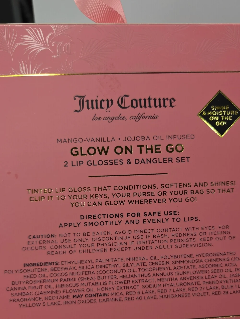 💕▪️Juicy Couture ▪️ 4pc Set 2  Lip Gloss Duo Gift Set with Pom Charms Keychains